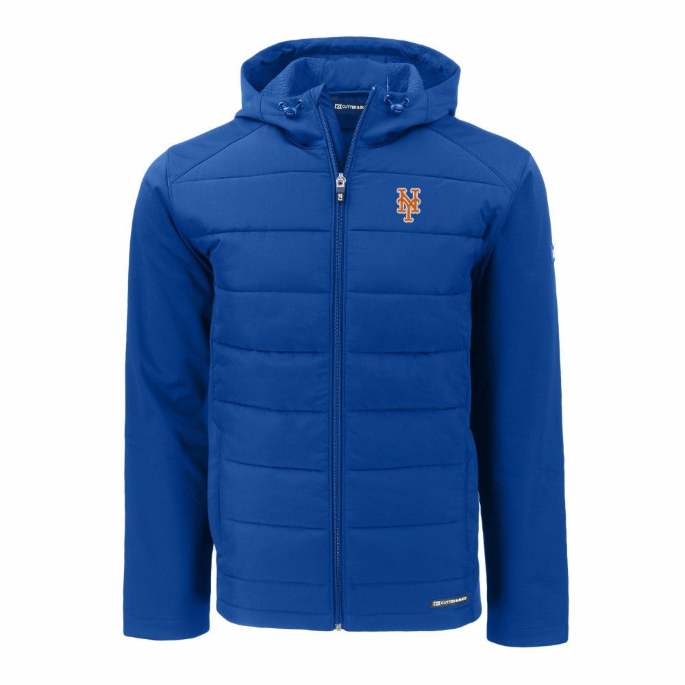 New York Mets Cutter & Buck Evoke Hybrid Eco Softshell Recycled Full-Zip Hoodie Royal