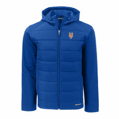 New York Mets Cutter & Buck Evoke Hybrid Eco Softshell Recycled Full-Zip Hoodie Royal