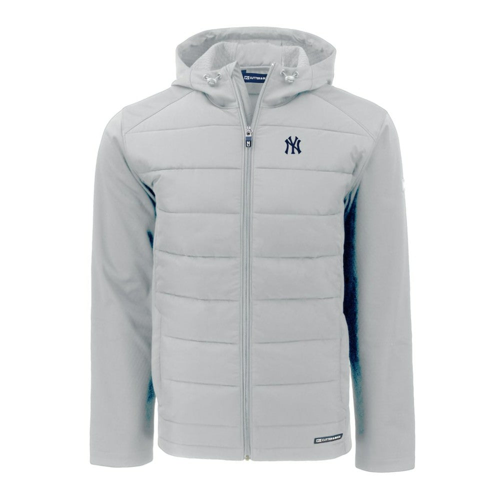 New York Yankees Cutter & Buck Evoke Hybrid Eco Softshell Recycled Full-Zip Hoodie Gray