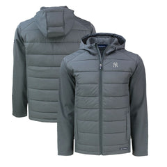 New York Yankees Cutter & Buck Evoke Hybrid Eco Softshell Recycled Full-Zip Hoodie Gray
