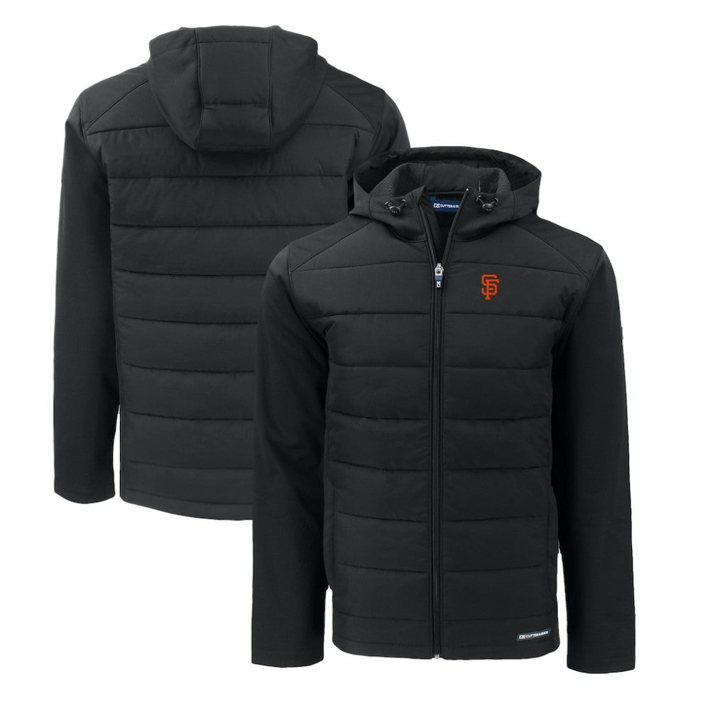 San Francisco Giants Cutter & Buck Evoke Hybrid Eco Softshell Recycled Full-Zip Hoodie Black