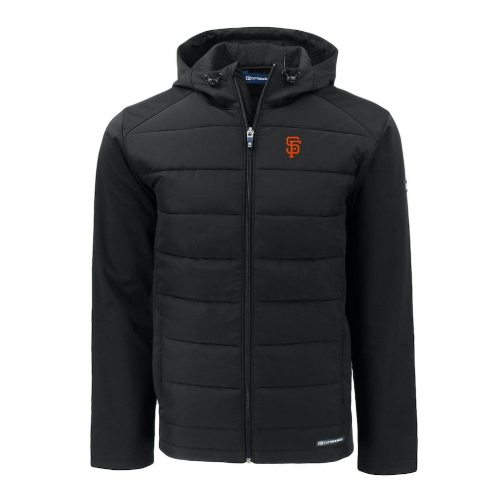 San Francisco Giants Cutter & Buck Evoke Hybrid Eco Softshell Recycled Full-Zip Hoodie Black