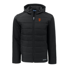San Francisco Giants Cutter & Buck Evoke Hybrid Eco Softshell Recycled Full-Zip Hoodie Black