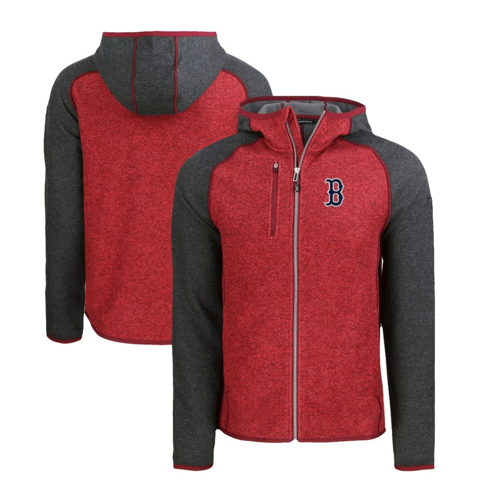 Boston Red Sox Cutter & Buck Mainsail Full-Zip Hooded Jacket Heather Charcoal/Red
