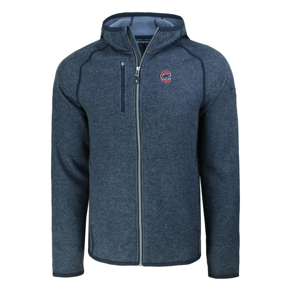 Chicago Cubs Cutter & Buck Mainsail Full-Zip Hooded Jacket Heather Navy