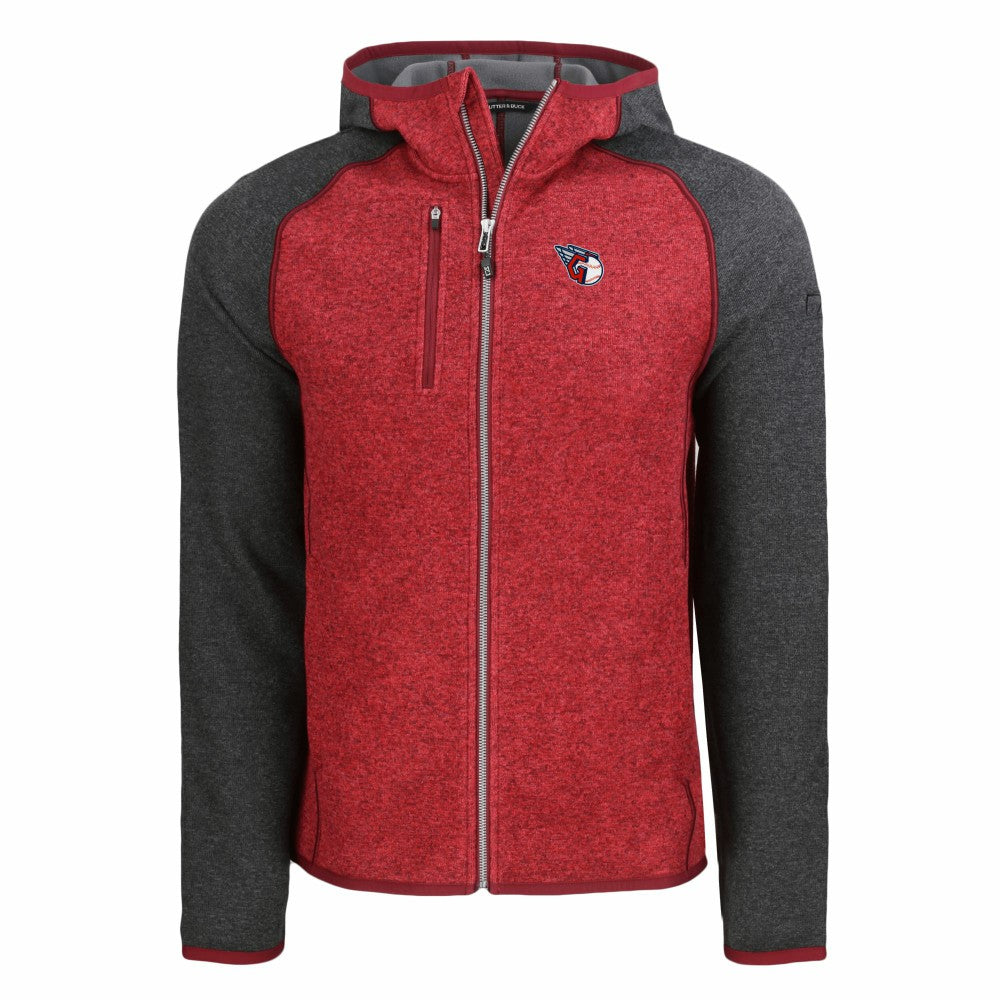 Cleveland Guardians Cutter & Buck Mainsail Full-Zip Hooded Jacket Heather Charcoal/Red