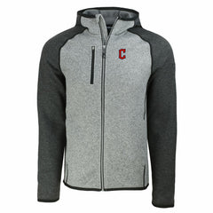 Cleveland Guardians Cutter & Buck Mainsail Full-Zip Hooded Jacket Heather Charcoal/Heather Gray