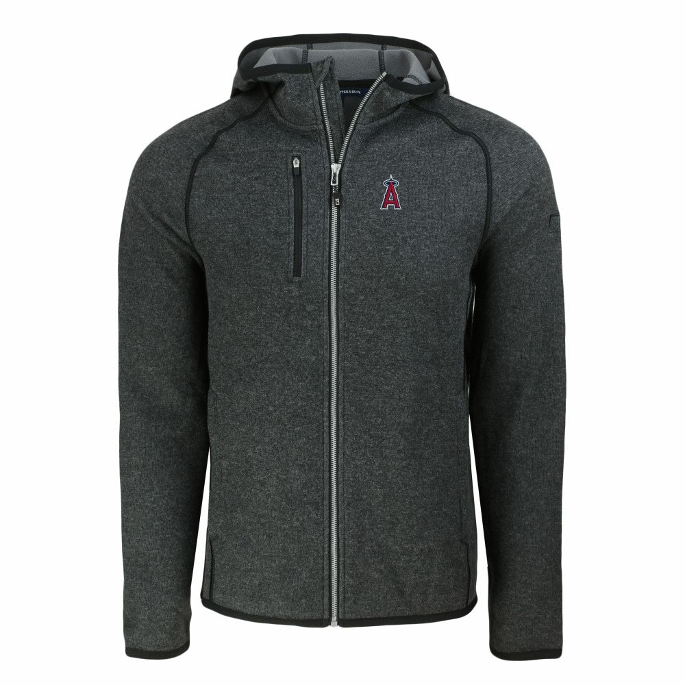 Los Angeles Angels Cutter & Buck Mainsail Full-Zip Hooded Jacket Heather Charcoal