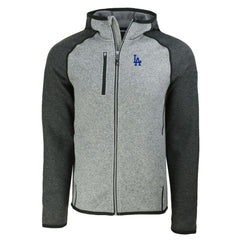 Los Angeles Dodgers Cutter & Buck Mainsail Full-Zip Hooded Jacket Heather Charcoal/Heather Gray