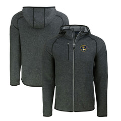 Milwaukee Brewers Cutter & Buck Mainsail Full-Zip Hooded Jacket Heather Charcoal