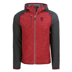 Minnesota Twins Cutter & Buck Mainsail Full-Zip Hooded Jacket Heather Charcoal/Red