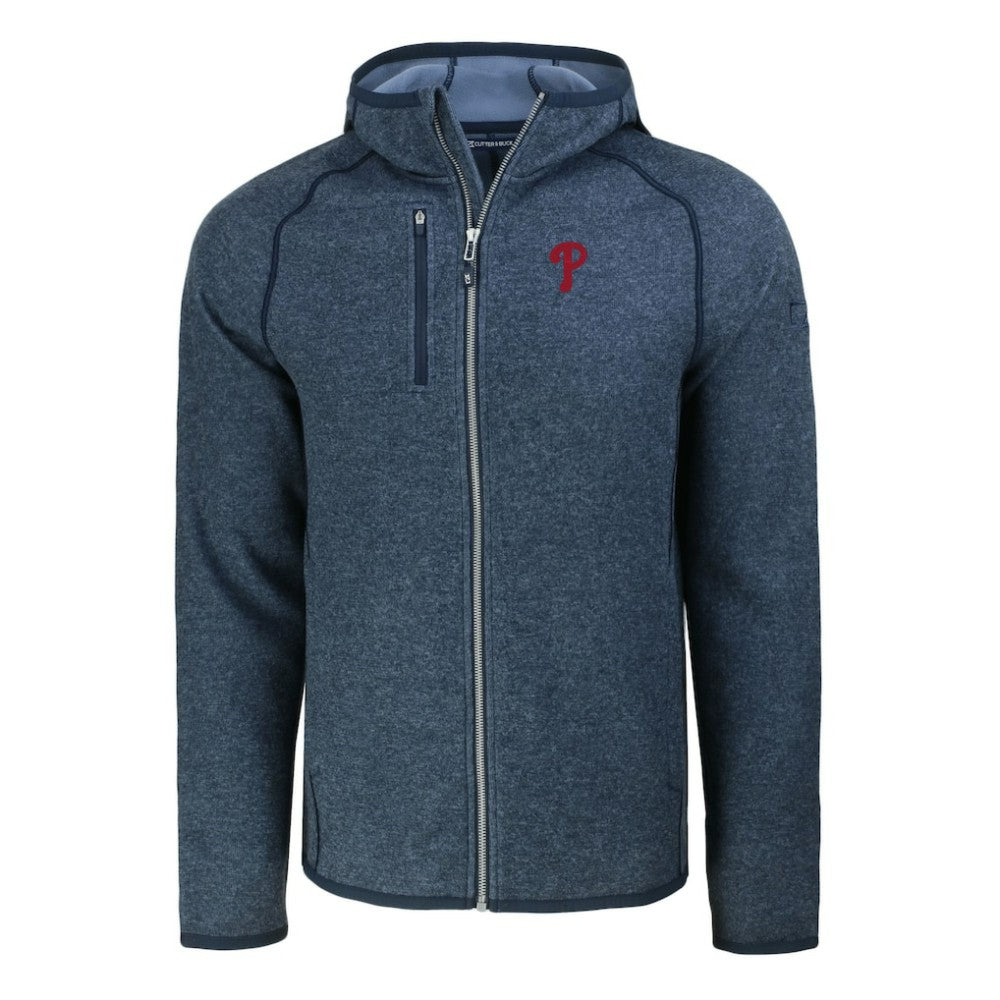 Philadelphia Phillies Cutter & Buck Mainsail Full-Zip Hooded Jacket Heather Navy