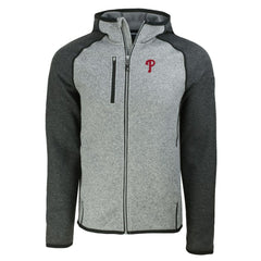 Philadelphia Phillies Cutter & Buck Mainsail Full-Zip Hooded Jacket Heather Charcoal/Heather Gray
