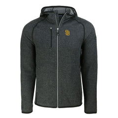 San Diego Padres Cutter & Buck Mainsail Full-Zip Hooded Jacket Heather Charcoal
