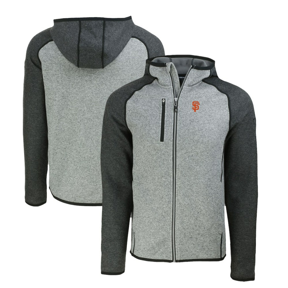 San Francisco Giants Cutter & Buck Mainsail Full-Zip Hooded Jacket Heather Charcoal/Heather Gray