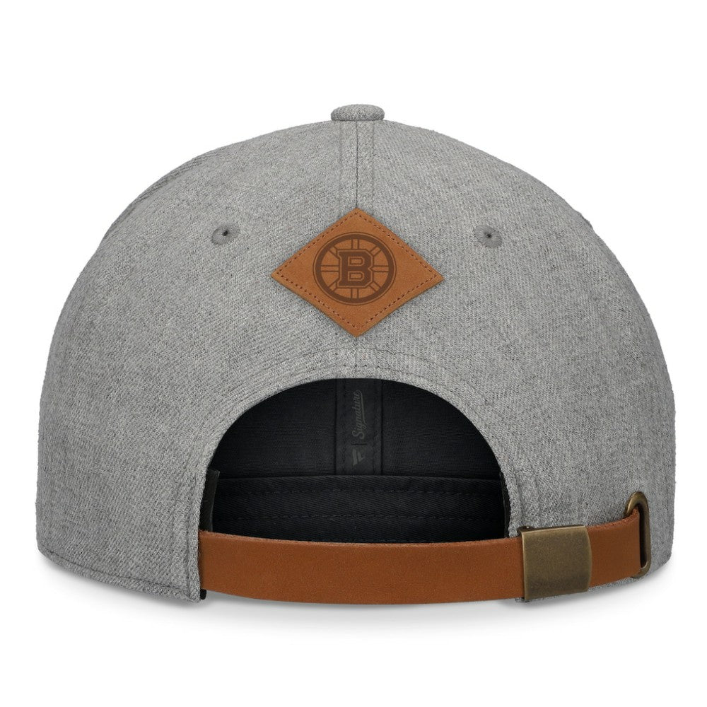 Boston Bruins Fanatics Elements A-Frame Leather Strapback Hat Heather Gray