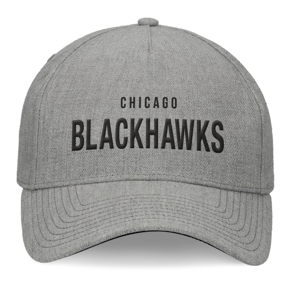 Chicago Blackhawks Fanatics Elements A-Frame Leather Strapback Hat Heather Gray