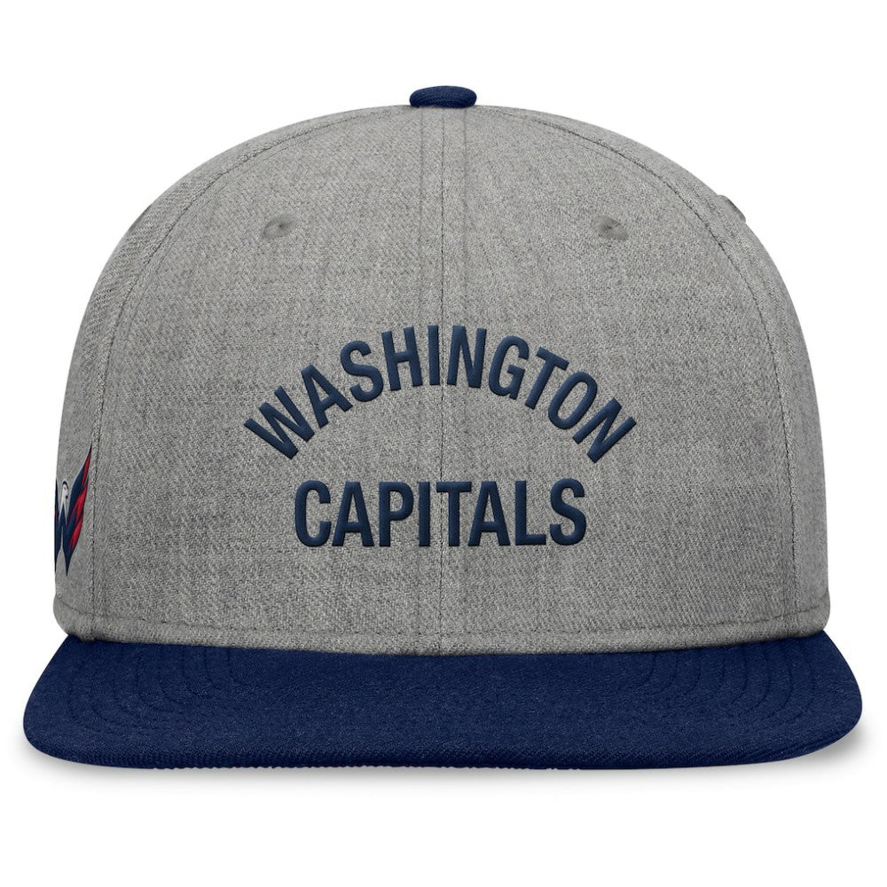 Washington Capitals Fanatics Elements Flat Brim Leather Strapback Hat Heather Gray