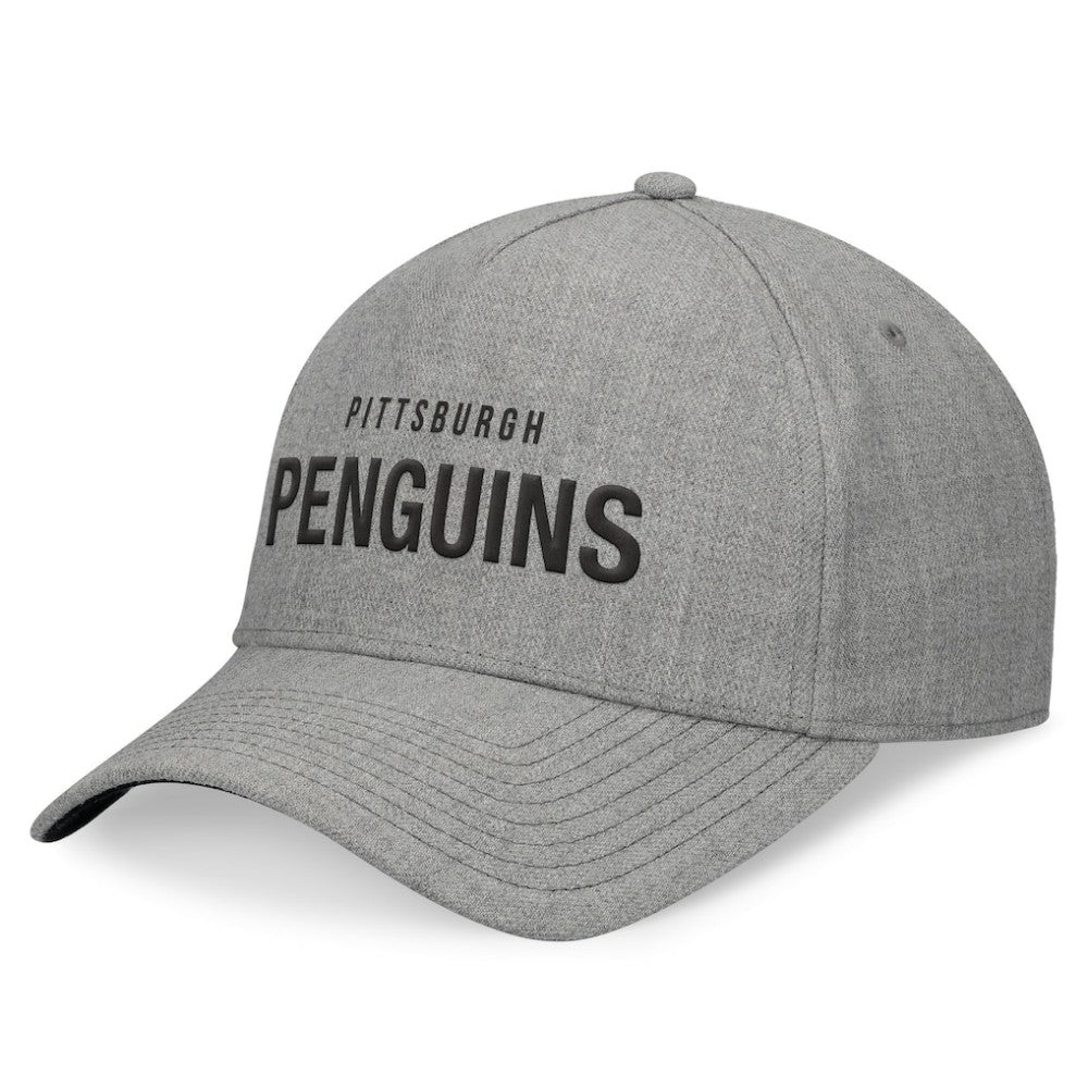 Pittsburgh Penguins Fanatics Elements A-Frame Leather Strapback Hat Heather Gray