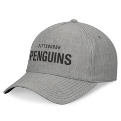 Pittsburgh Penguins Fanatics Elements A-Frame Leather Strapback Hat Heather Gray