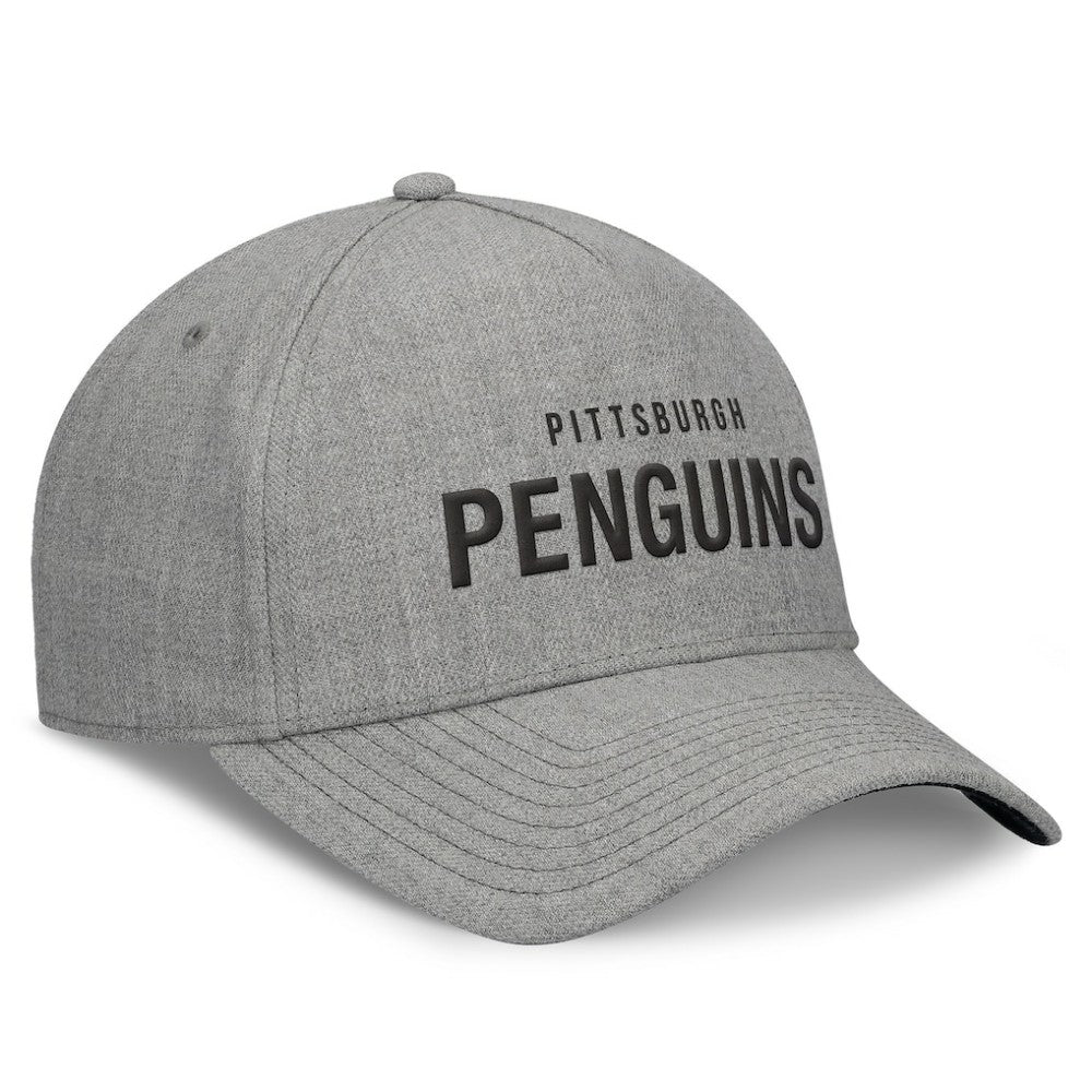 Pittsburgh Penguins Fanatics Elements A-Frame Leather Strapback Hat Heather Gray
