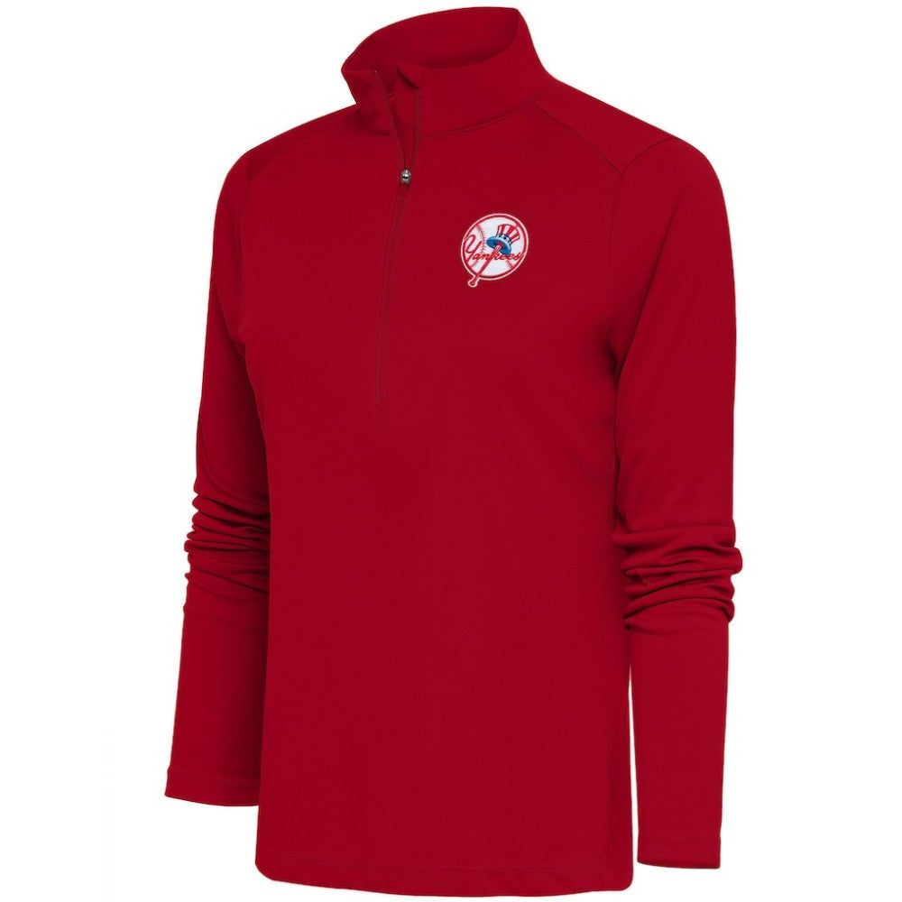 New York Yankees Antigua Women's Cooperstown Tribute Half-Zip Pullover Top Red