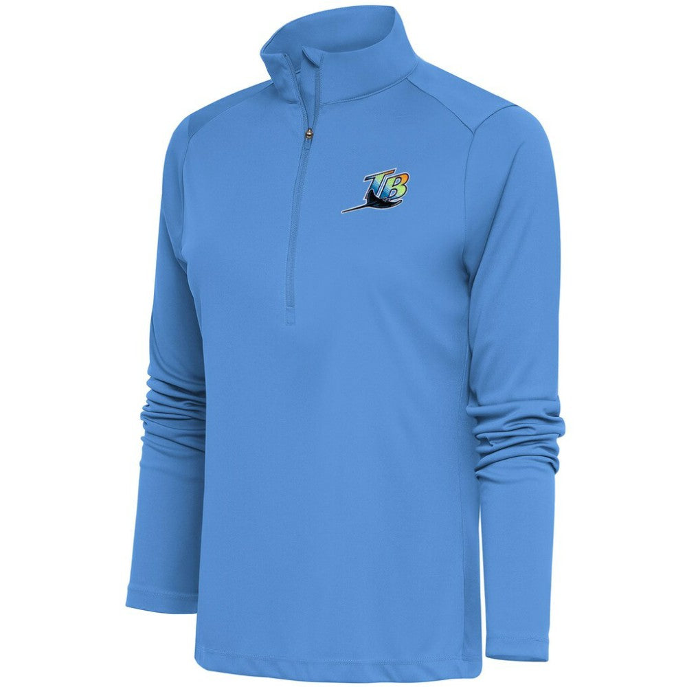 Tampa Bay Rays Antigua Women's Cooperstown Tribute Half-Zip Pullover Top Powder Blue