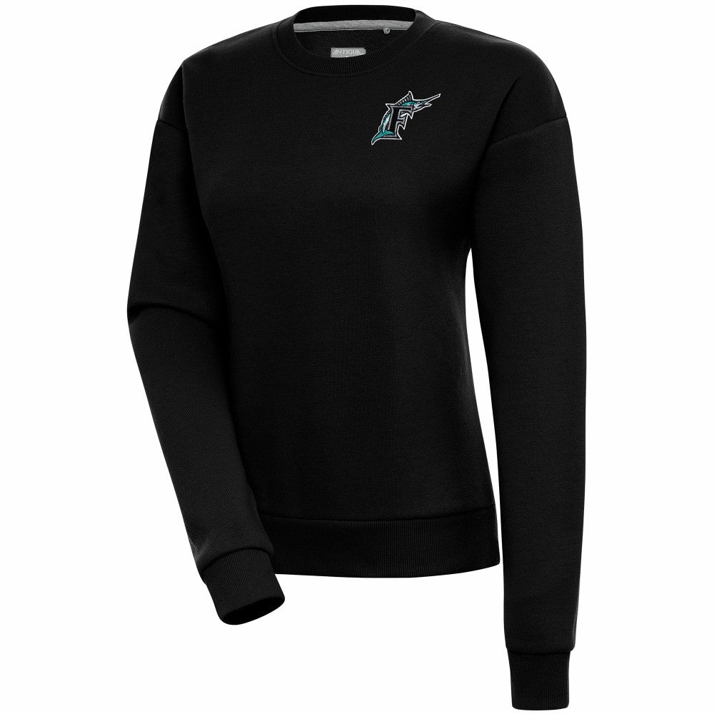 Florida Marlins Antigua Women's Cooperstown Victory Crewneck Pullover Sweatshirt Black