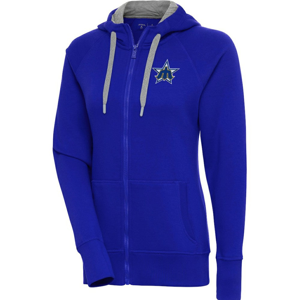 Seattle Mariners Antigua Women's Cooperstown Victory Full-Zip Hoodie Royal