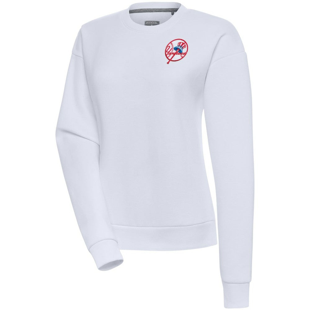 New York Yankees Antigua Women's Cooperstown Victory Crewneck Pullover Sweatshirt White