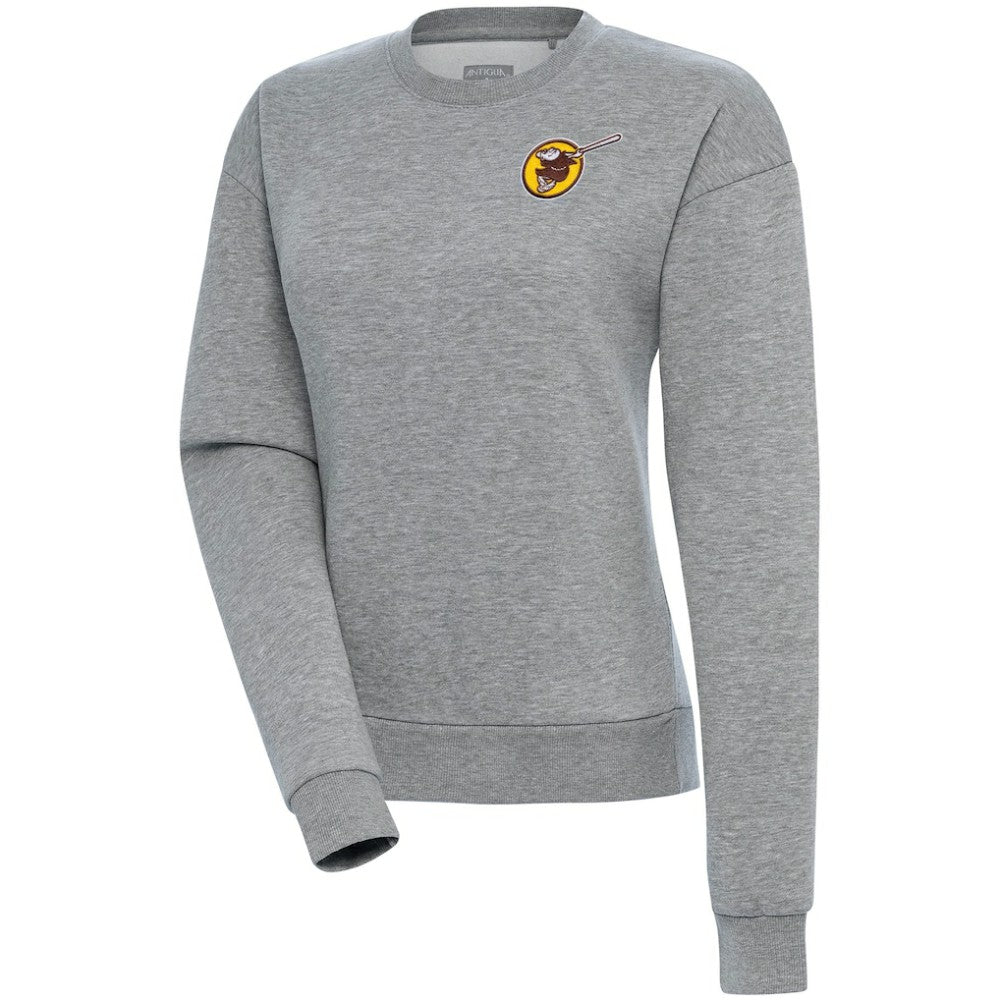 San Diego Padres Antigua Women's Cooperstown Victory Crewneck Pullover Sweatshirt Heather Gray
