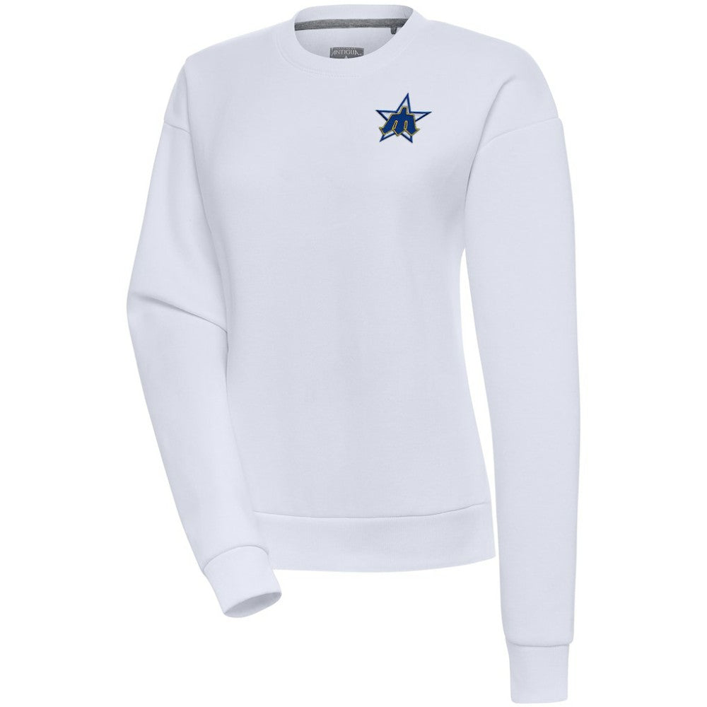 Seattle Mariners Antigua Women's Cooperstown Victory Crewneck Pullover Sweatshirt White