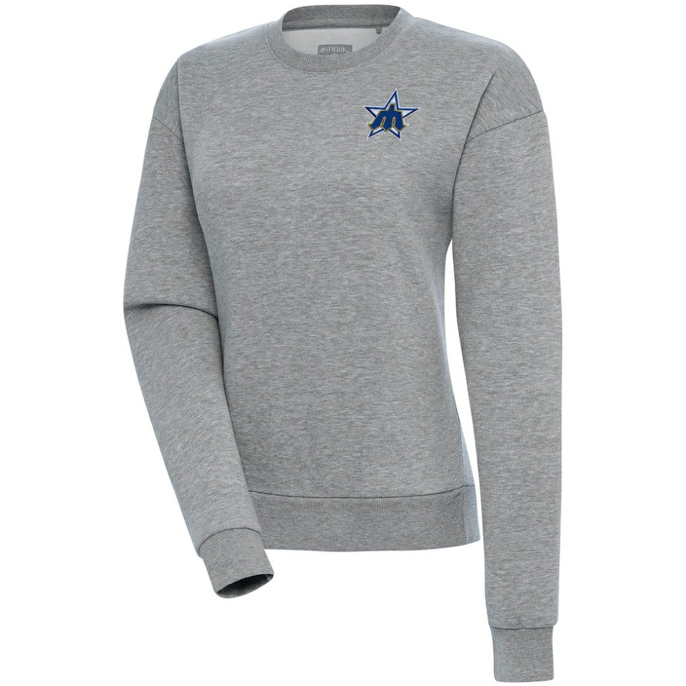 Seattle Mariners Antigua Women's Cooperstown Victory Crewneck Pullover Sweatshirt Heather Gray