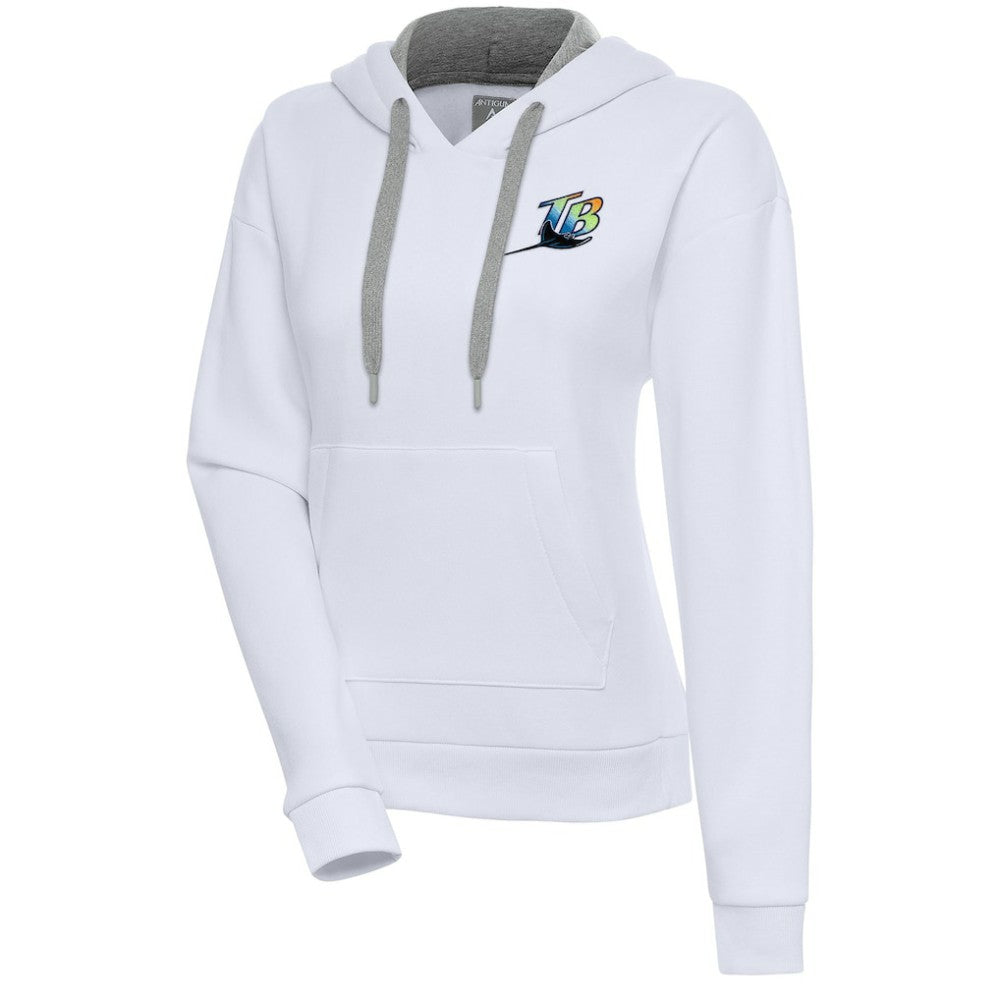 Tampa Bay Rays Antigua Women's Cooperstown Victory Pullover Hoodie White