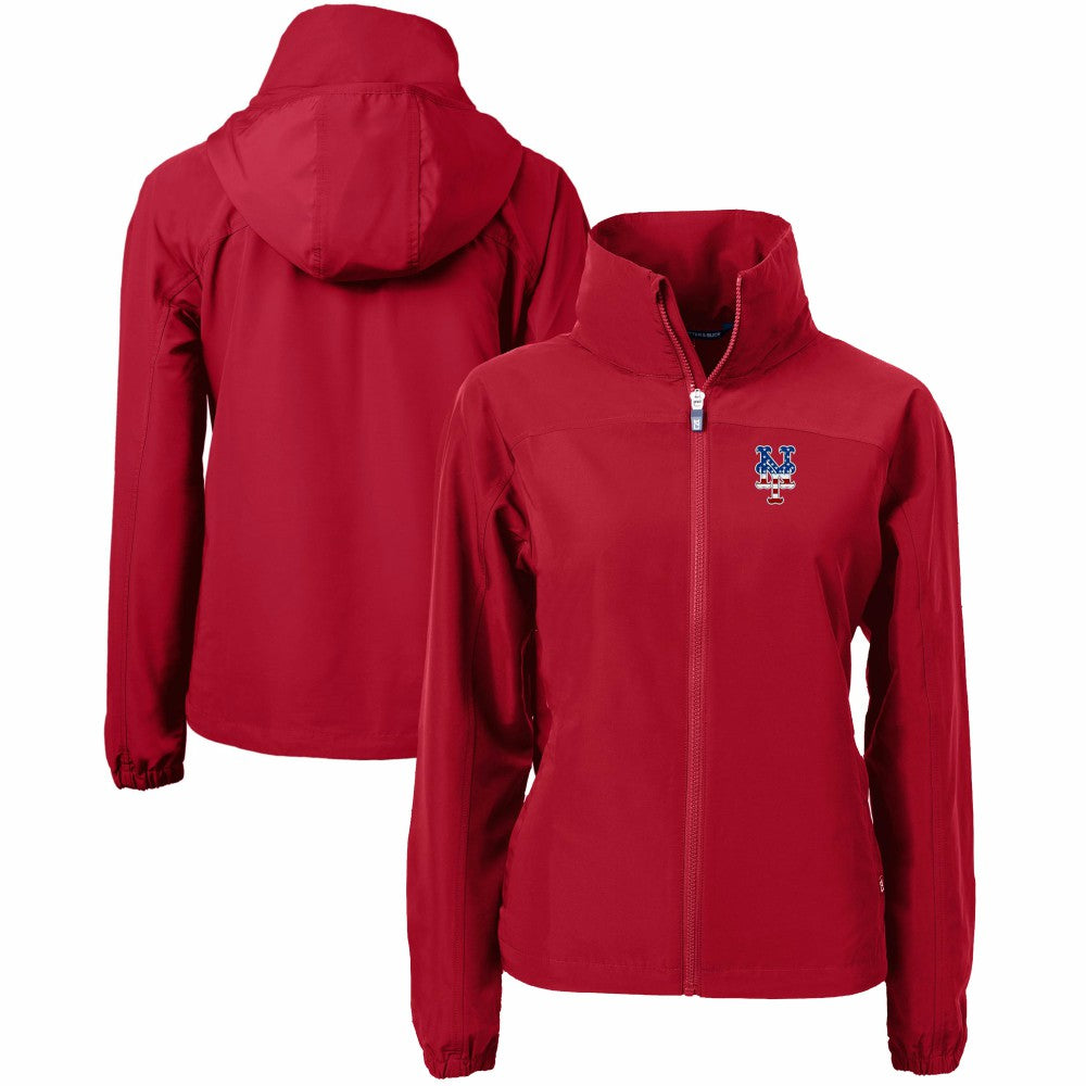New York Mets Cutter & Buck Women's Charter Eco Recycled Full-Zip Jacket Red