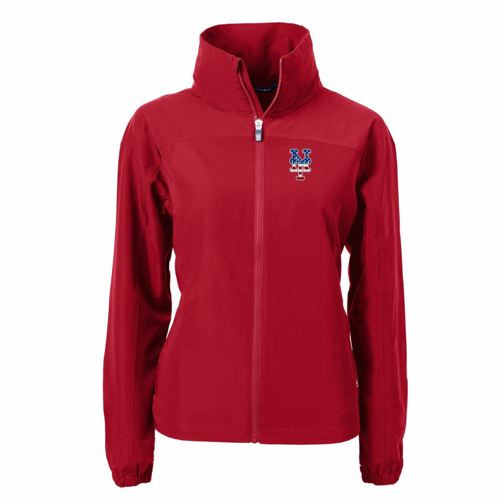 New York Mets Cutter & Buck Women's Charter Eco Recycled Full-Zip Jacket Red