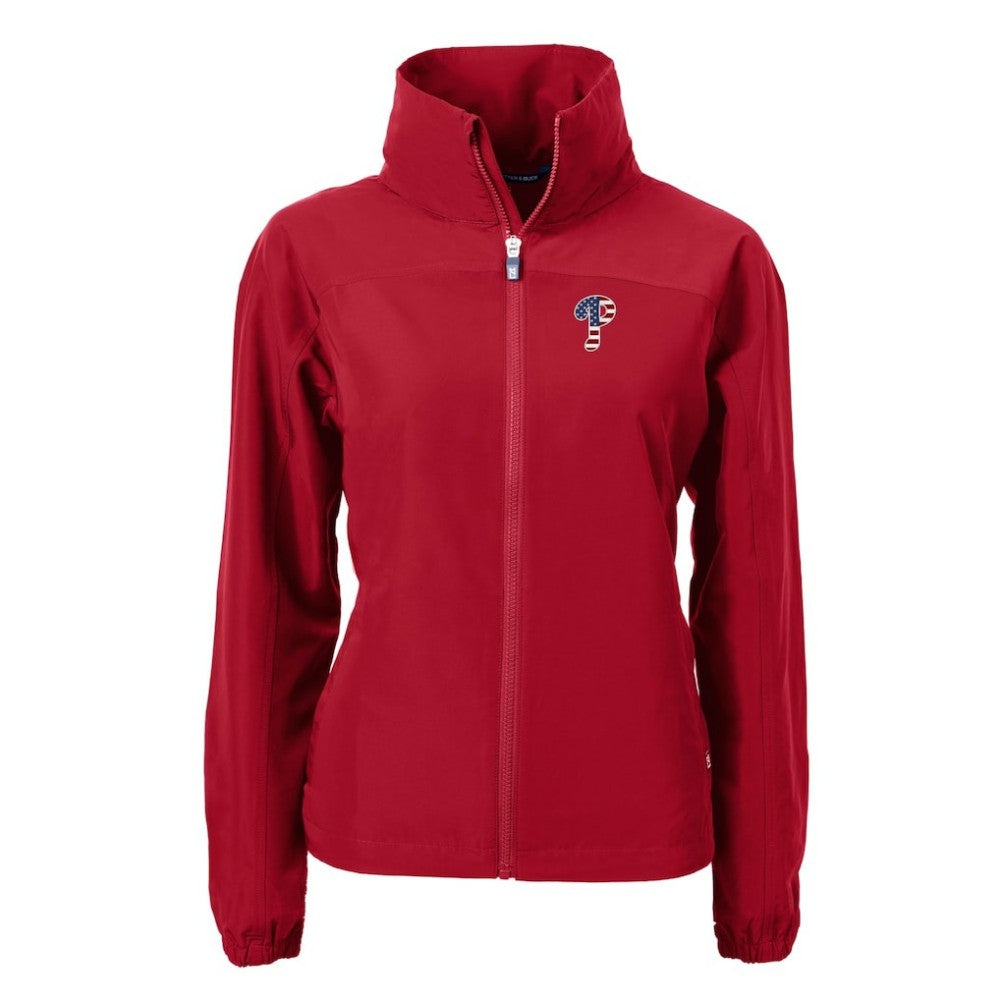 Philadelphia Phillies Cutter & Buck Women's Charter Eco Recycled Full-Zip Jacket Red