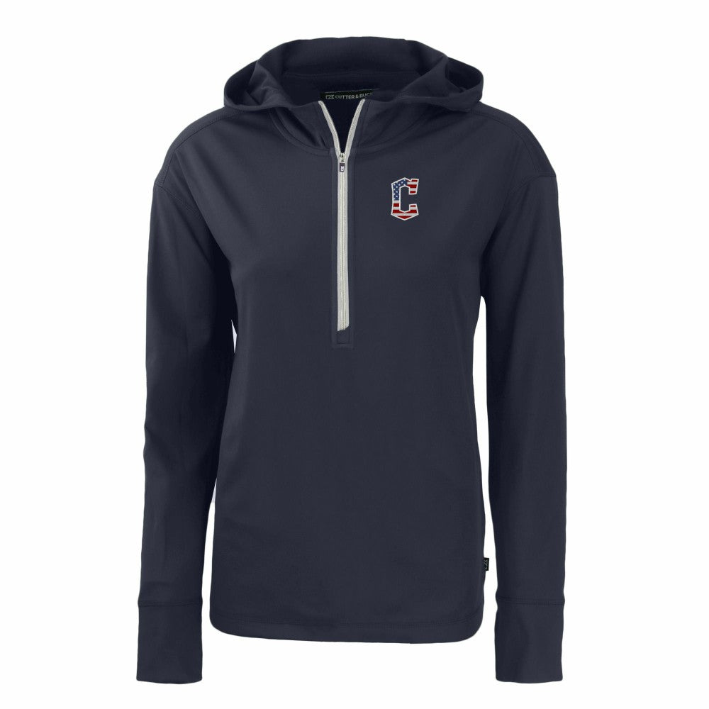 Cleveland Guardians Cutter & Buck Women's Daybreak Eco Recycled Half-Zip Hoodie Navy