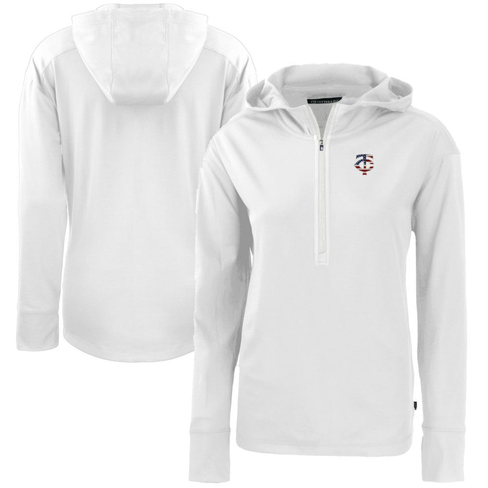 Minnesota Twins Cutter & Buck Women's Daybreak Eco Recycled Half-Zip Hoodie White