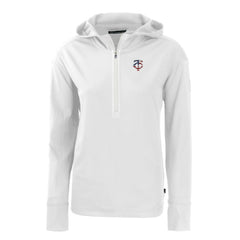Minnesota Twins Cutter & Buck Women's Daybreak Eco Recycled Half-Zip Hoodie White