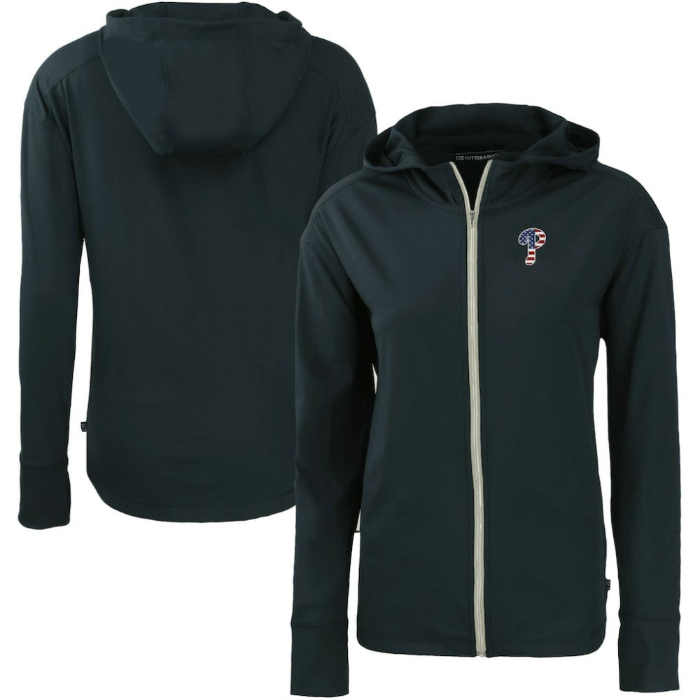Philadelphia Phillies Cutter & Buck Women's Daybreak Eco Recycled Full-Zip Hoodie Navy