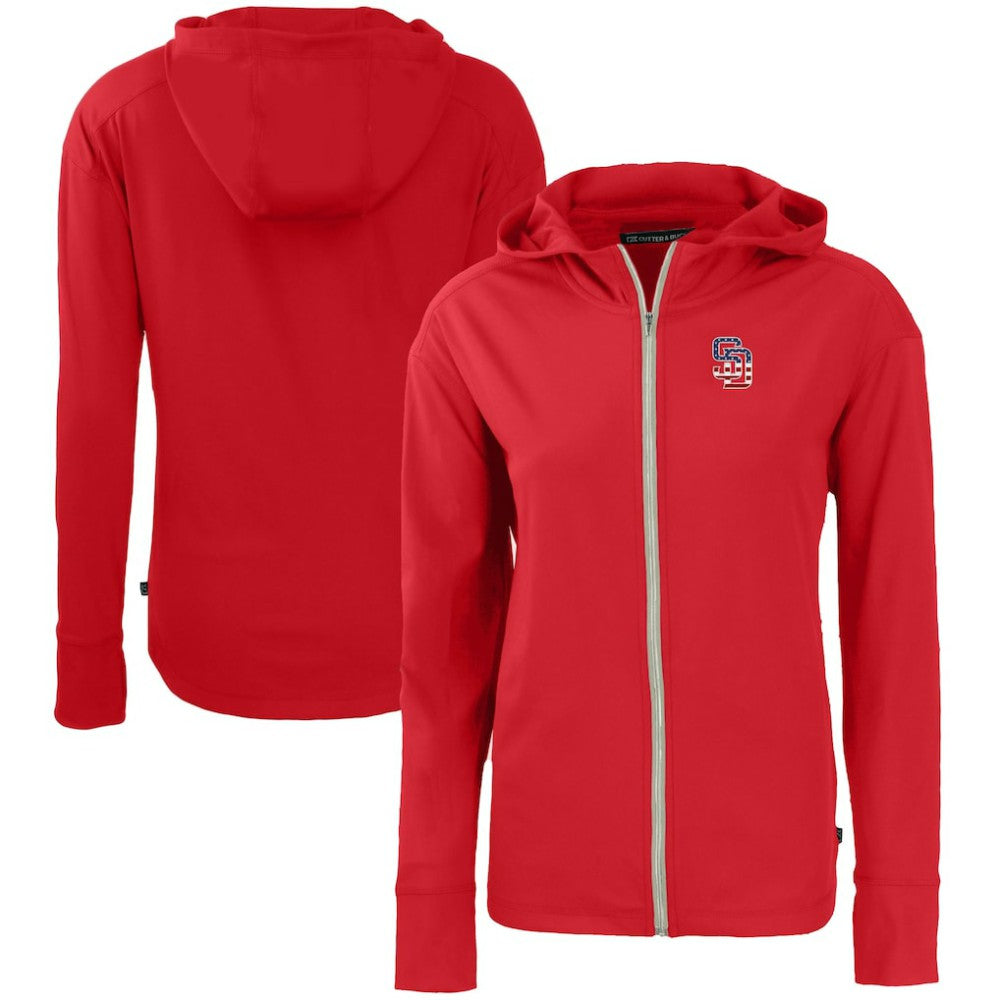 San Diego Padres Cutter & Buck Women's Daybreak Eco Recycled Full-Zip Hoodie Red