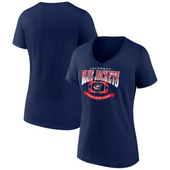 Columbus Blue Jackets Women's Slapshot V-Neck T-Shirt Navy