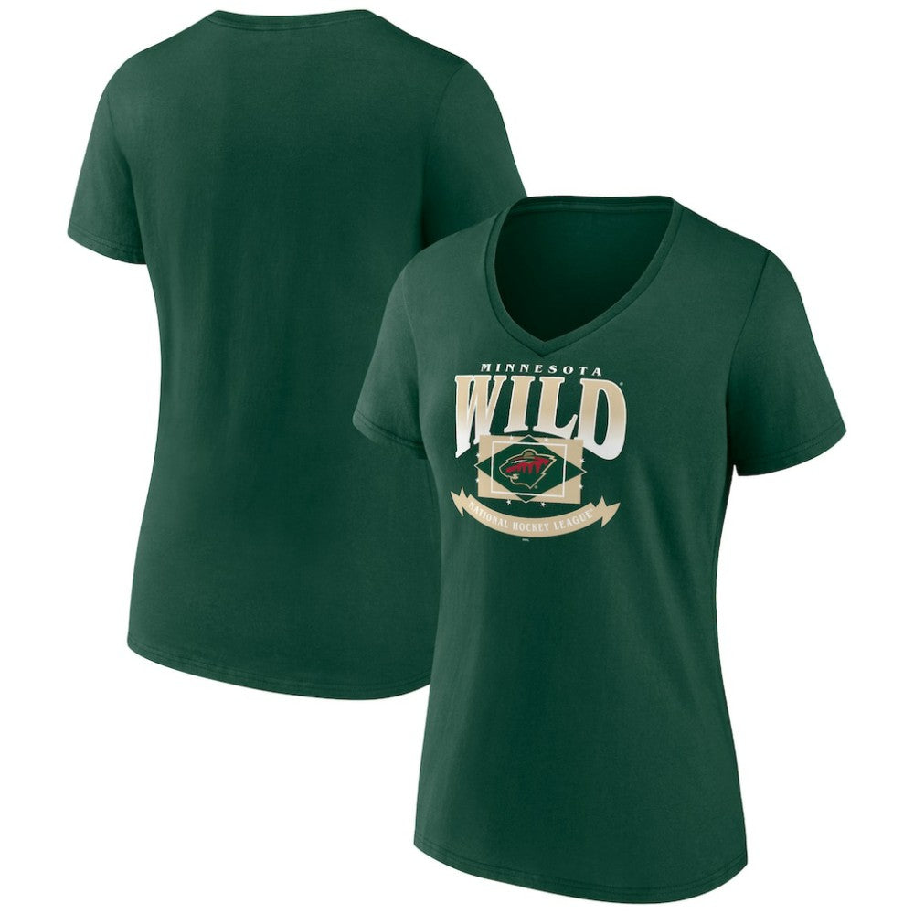 Minnesota Wild Women's Slapshot V-Neck T-Shirt Green