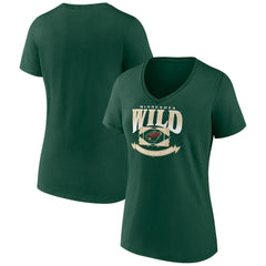 Minnesota Wild Women's Slapshot V-Neck T-Shirt Green