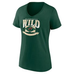 Minnesota Wild Women's Slapshot V-Neck T-Shirt Green