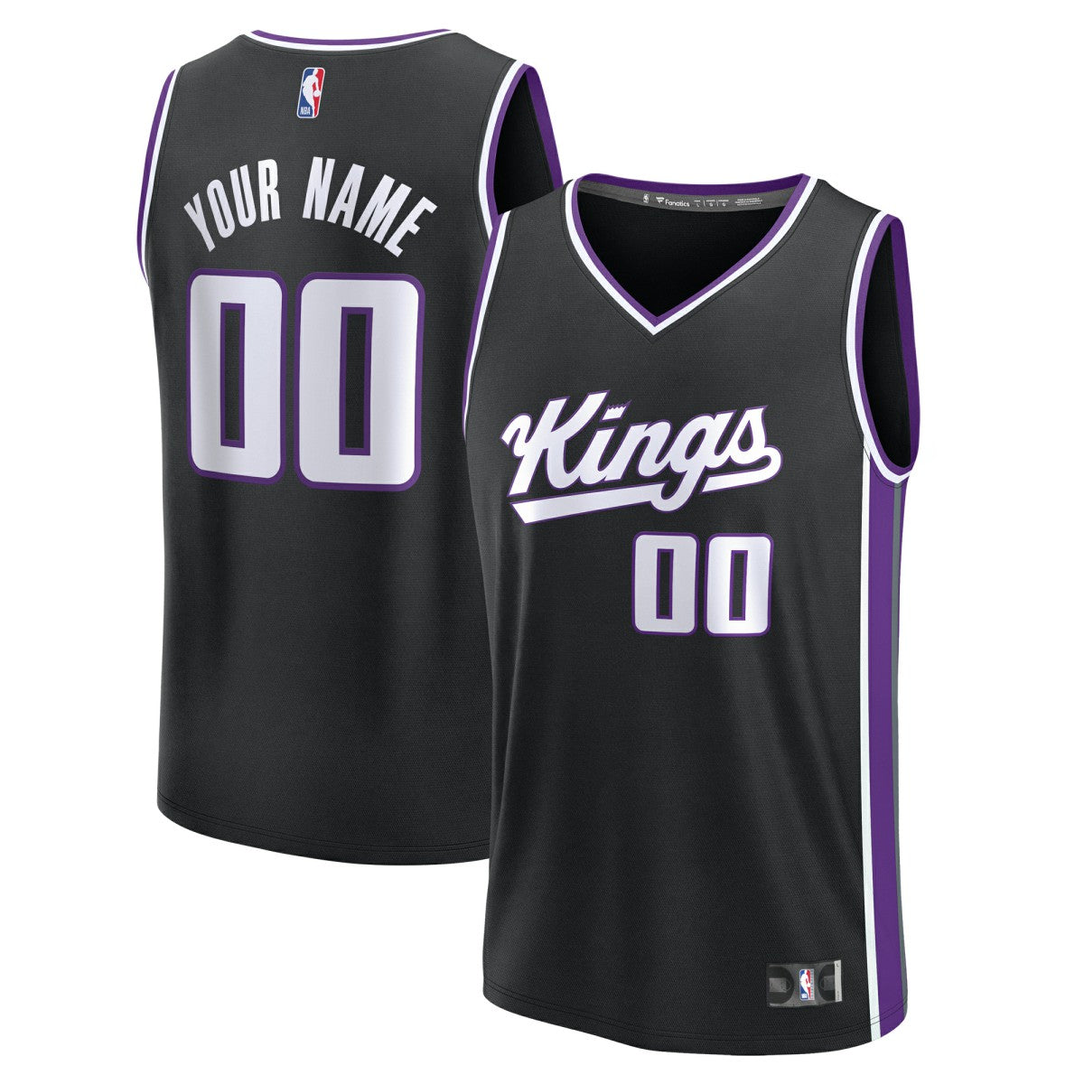 Sacramento Kings Youth Fast Break Custom Replica Jersey - Black - Icon Edition