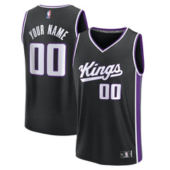 Sacramento Kings Youth Fast Break Custom Replica Jersey - Black - Icon Edition