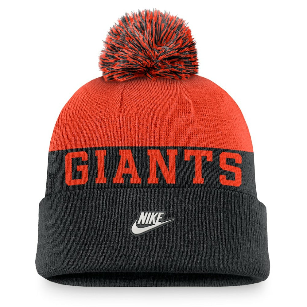 San Francisco Giants Rewind Peak Cuffed Knit Hat with Pom Black | Nike