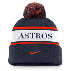 Houston Astros Team Stripe Peak Cuffed Knit Hat with Pom Navy | Nike